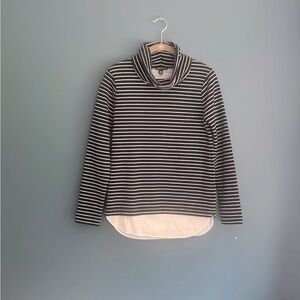 J. Crew MERCANTILE navy blue and white striped scooped, neck‎ sweatshirt XXS